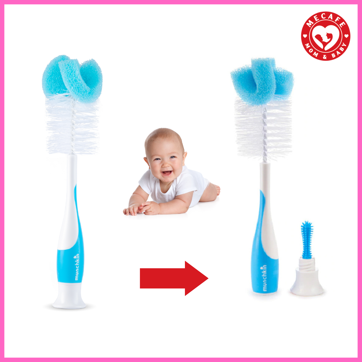 Cọ rửa bình sữa siêu bền Munchkin tự đứng tặng 2 zipper 12cm