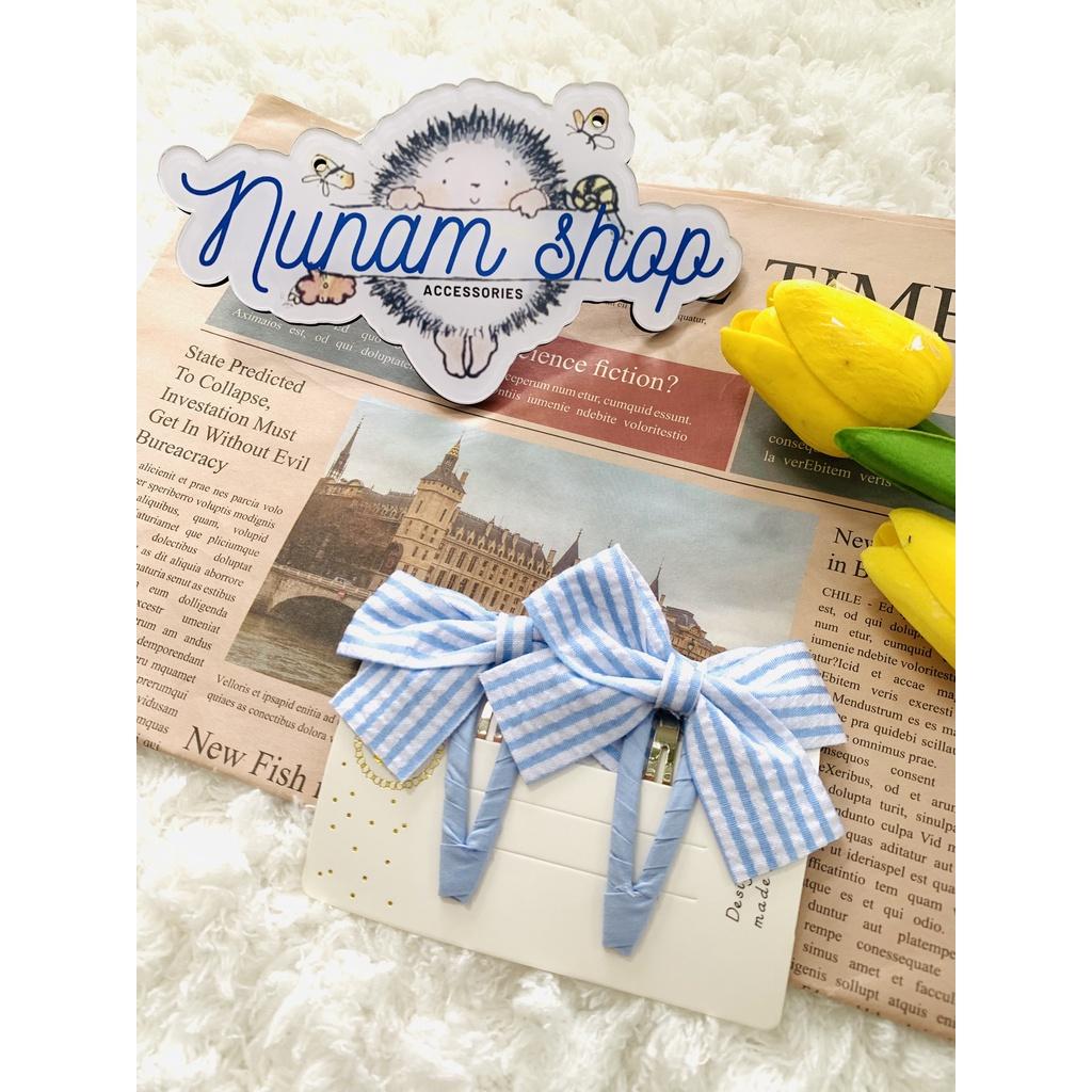 Set 2 - kẹp tóc vải nơ ca.ro tiểu thư Nunam shop kẹp tóc tiểu thư đẹp cute