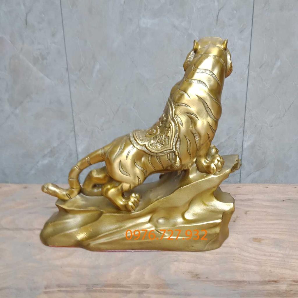 Mẫu tượng hổ bằng đồng chữ phúc dài 24cm, tượng hổ phong thủy