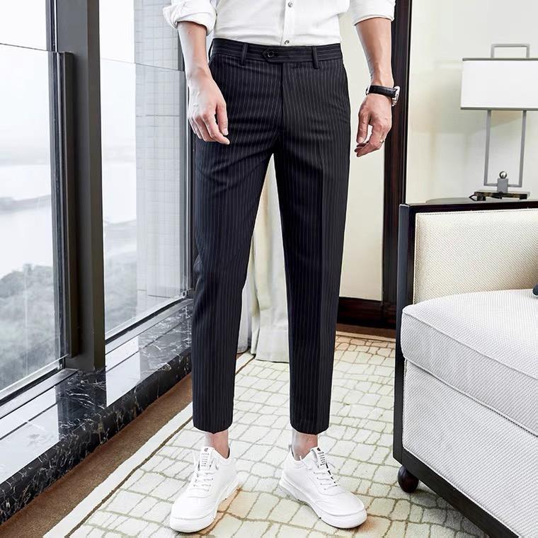Quần Âu Phối Kẻ Sọc Nam 1 Quần Nam Kiểu Dáng Slim Trẻ Trung, Ống Đứng Xếp Li Ôm Dáng - Mặc Là Đẹp - Mã QPKS