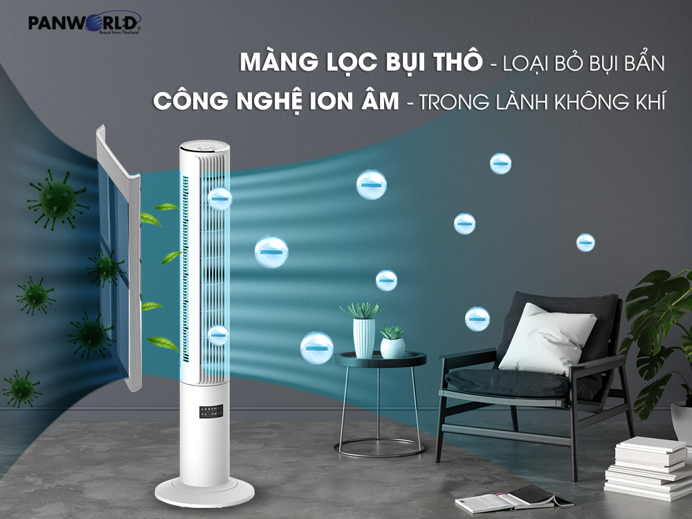 Quạt Tháp Panworld The Luxuria PW-L360 không cánh xoay 360 độ lọc không khí hẹn giờ thương hiệu Thái Lan - Hàng chính hãng