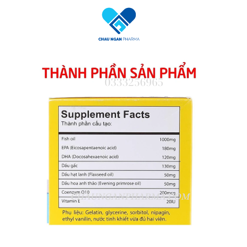 Viên dầu cá Omega 3 6 9 Bổ não, sáng mắt, khỏe mạnh tim mạch - 100 viên