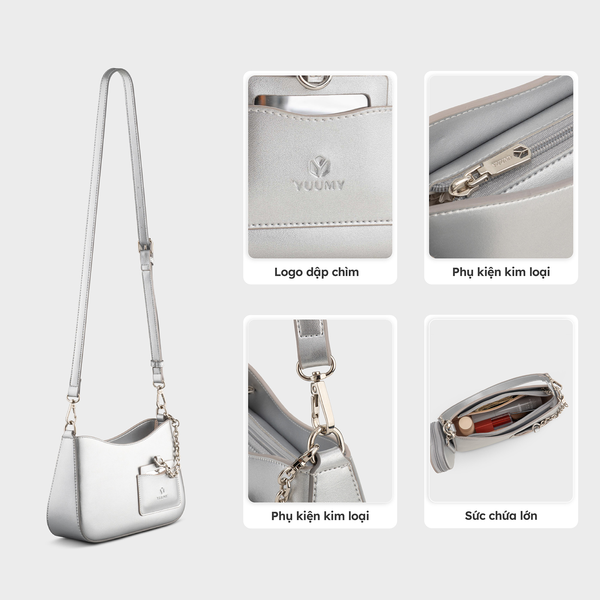 Túi Yuumy ( Thời trang nữ kèm phụ kiện xinh xắn size 24 - Túi đeo chéo da Glossy YN295 )