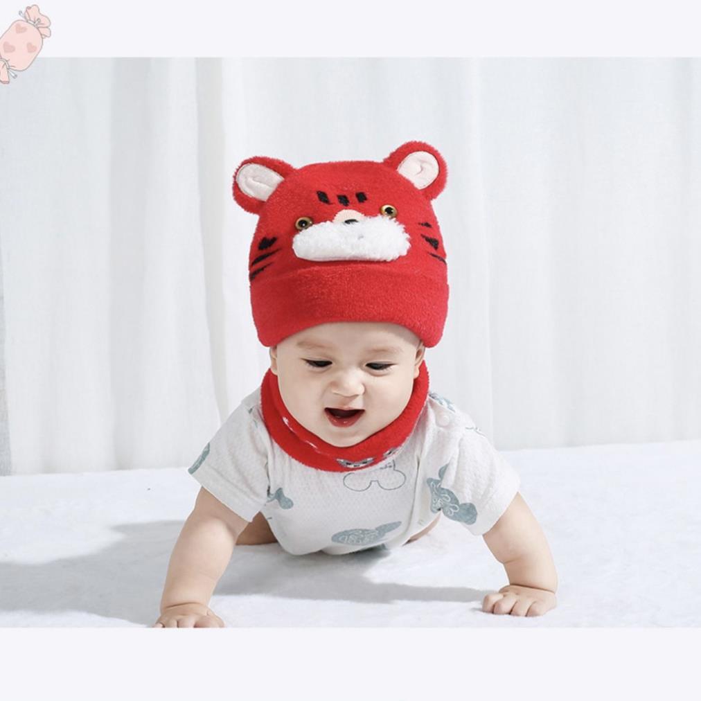 Bộ khăn mũ len lông thỏ, set 2 chi tiết khăn + mũ cho bé yêu - HOT