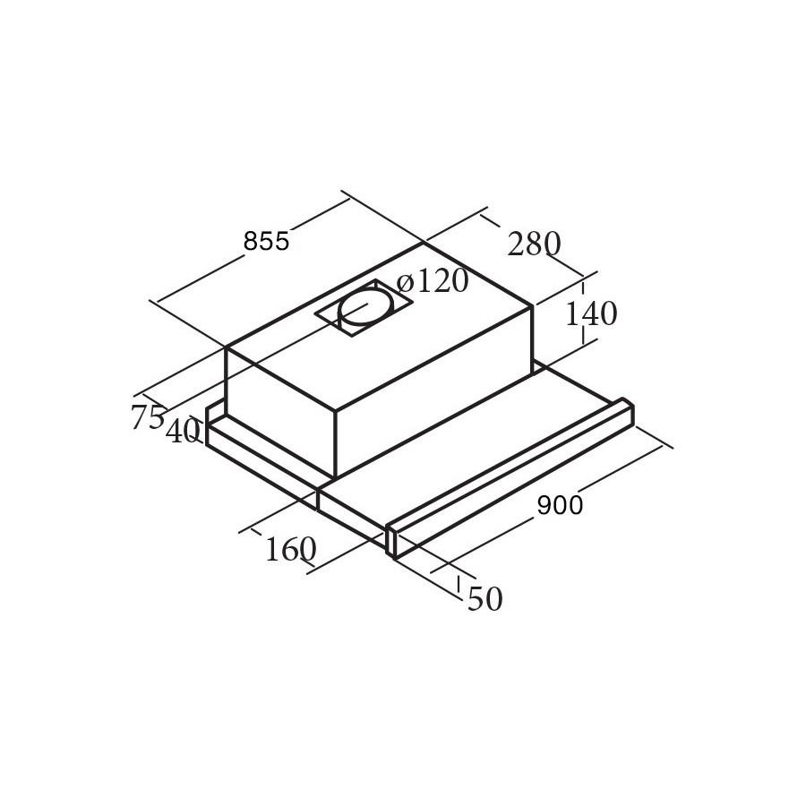 Máy hút mùi âm tủ TF 2003 90 Duralum/C