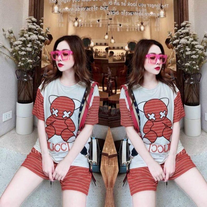 SÉT BỘ THỂ THAO FORM RỘNG GẤU SỌC THÊU CAO CẤP