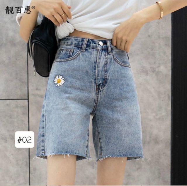 Quần ngố jean nữ thêu hoa cúc lưng cao size đại đến 80kg thời trang bigsize 2KJean MS02