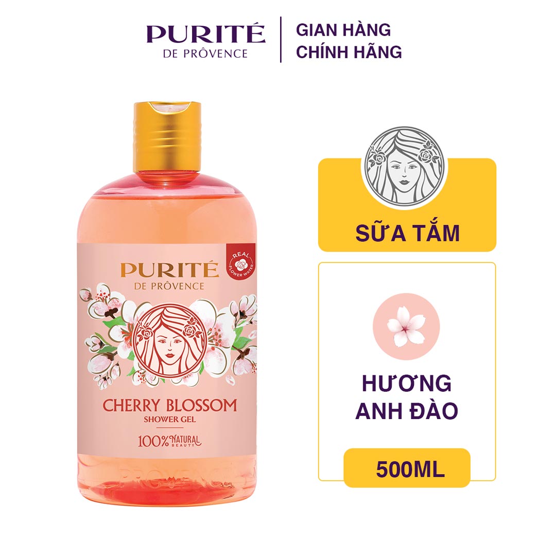 Combo Sữa Tắm Mềm Mịn Hoa Hồng Purité 500ml/chai + Sáng Mịn Hoa Anh Đào 500ml/chai