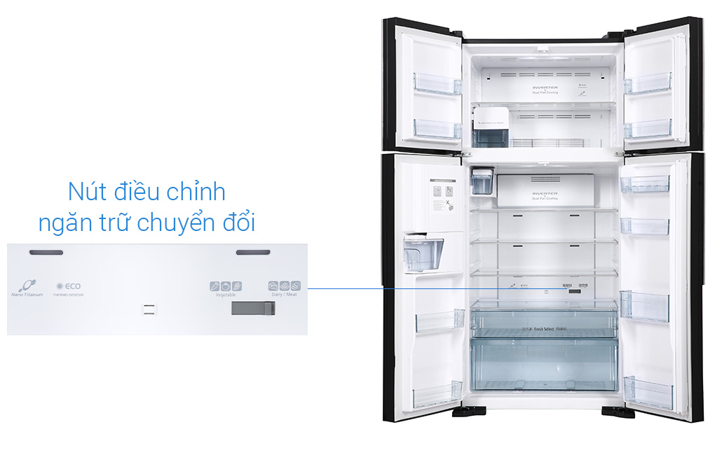 Tủ lạnh Hitachi Inverter 540 lít Multi Door R-FW690PGV7X (GBK) - Hàng chính hãng - Giao HCM và 1 số tỉnh thành