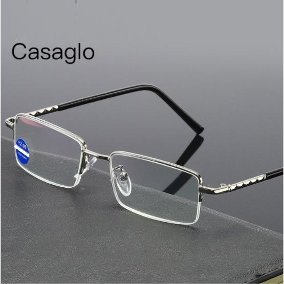 Kính lão thị viễn thị titanium màu Bạc sáng Silver Nhật sẵn độ từ +100 đến +400 kiểu dáng doanh nhân sang trọng