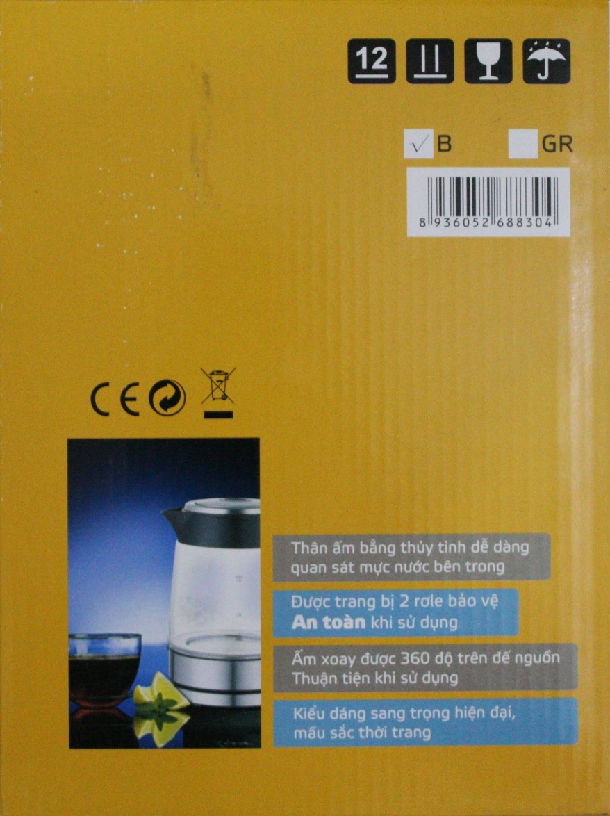 Bình Ấm Điện Siêu Tốc Thủy Tinh Goldsun EK-GF1852 (1,8 lít) - Màu Ngẫu Nhiên - Chính Hãng