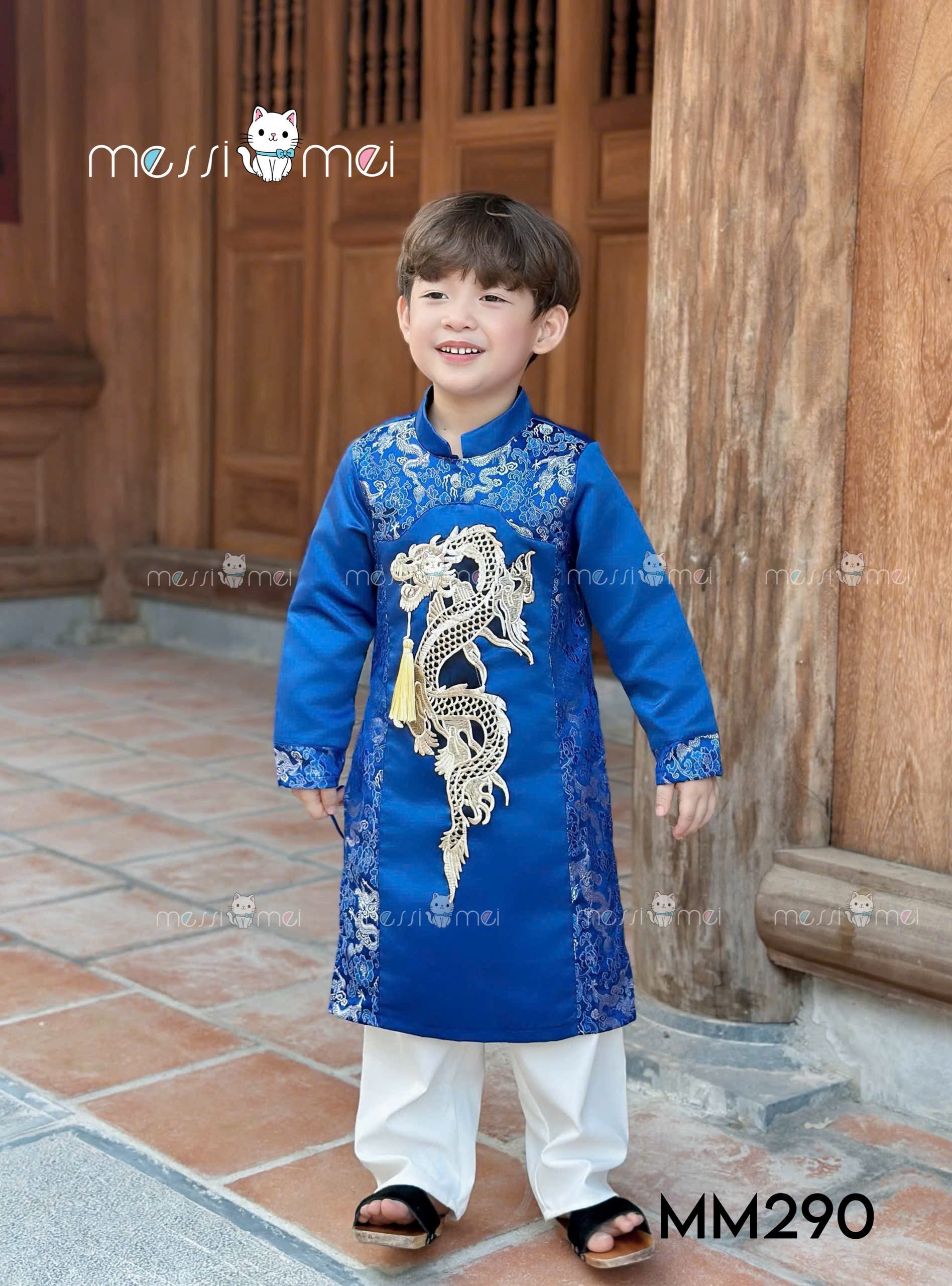 Bộ áo dài cho bé trai mẫu Thanh Long diện lễ tết noel giáng sinh năm mới từ 8-40kg hàng thiết kế cao cấp