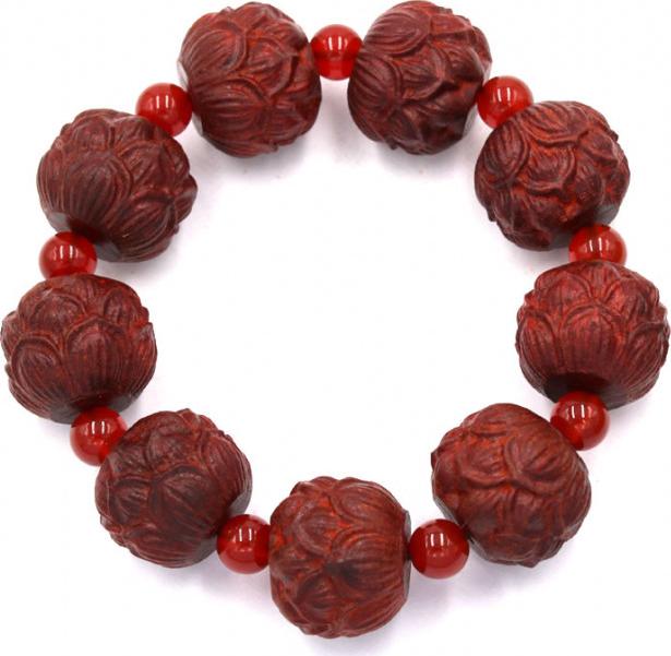 Vòng tay chuỗi hạt hoa sen gỗ trắc đỏ HSDCT38