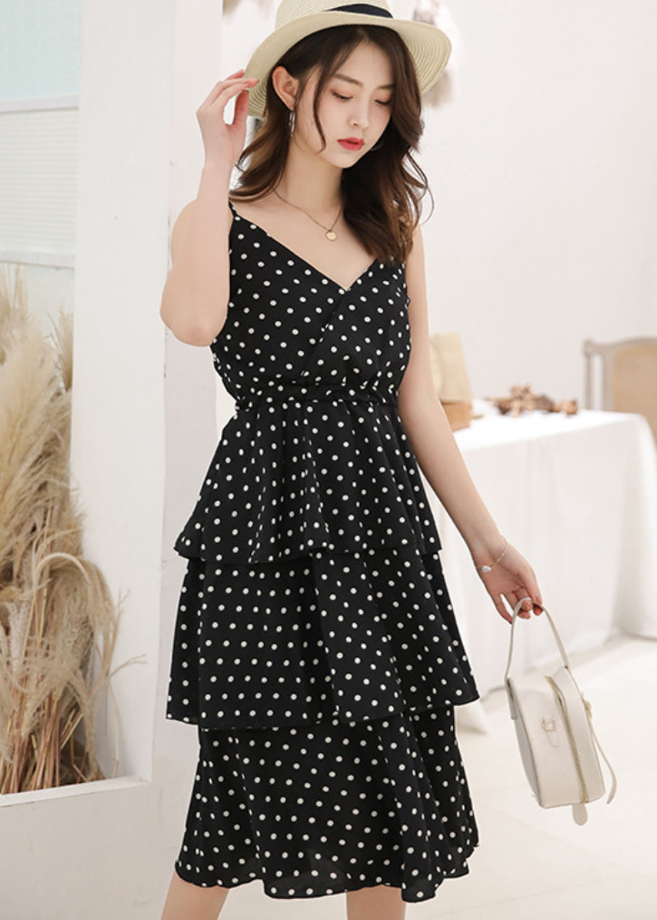 Đầm Dễ Thương Chấm Bi Form Xếp 3 Tầng DNO51 MayBlue