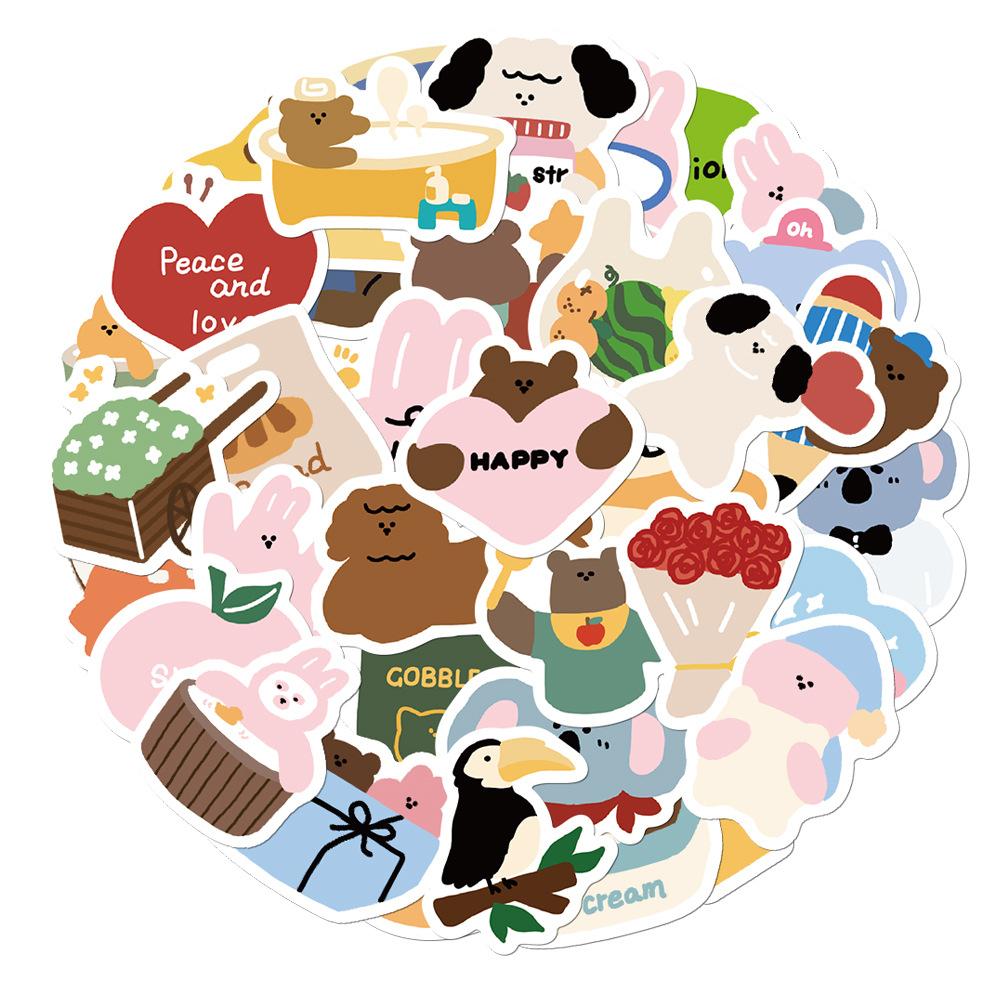 Sticker GẤU INS TÌNH YÊU chibi hoạt hình trang trí mũ bảo hiểm,guitar,ukulele,điện thoại,sổ tay,laptop