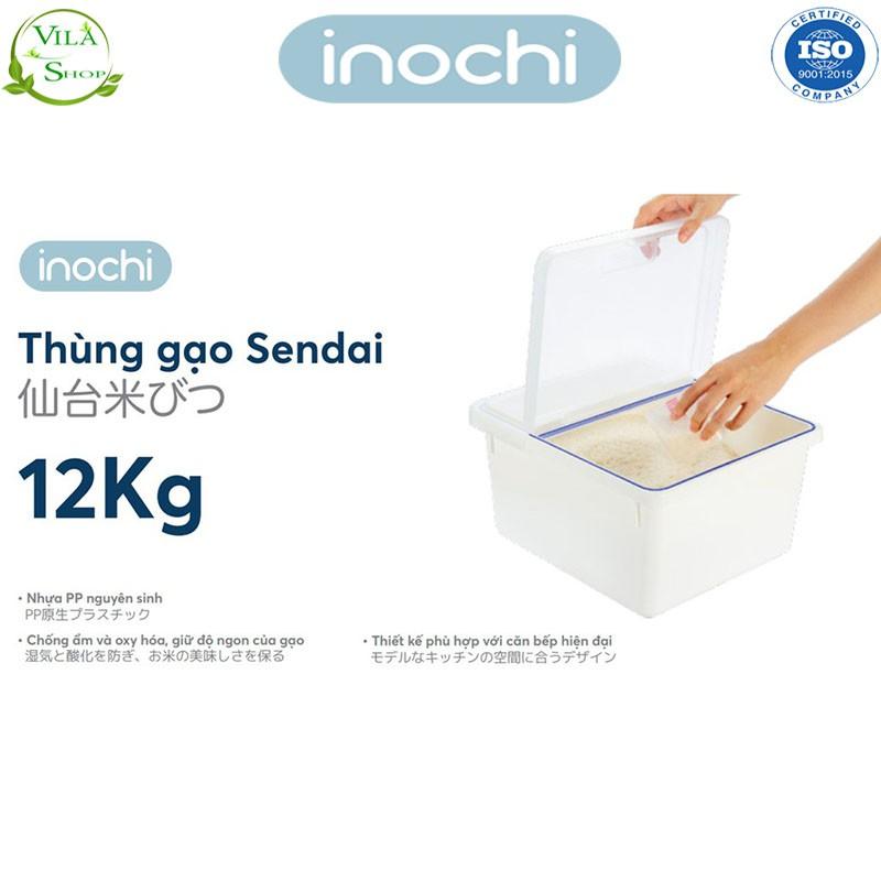 Thùng Đựng Gạo,Thùng Gạo Thông Minh Cao Cấp Inochi Sendai Nắp Nhựa Kín Kháng Khuẩn Chống Ẩm