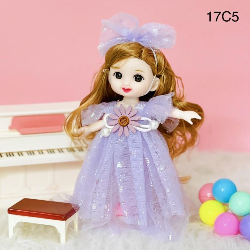 Set búp bê barbie dễ thương 17cm BJD kích thước 1/8 xinh xắn bao gồm áo quần đồ chơi cho bé gái