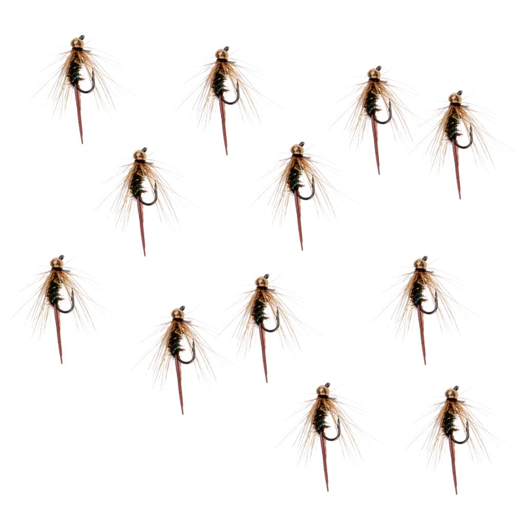 Phép Lạ Chiếu 1 Chục Nymph Đính Hạt Đầu Câu cá Ruồi Giả Ong nghệ Bay Mồi Câu Cá