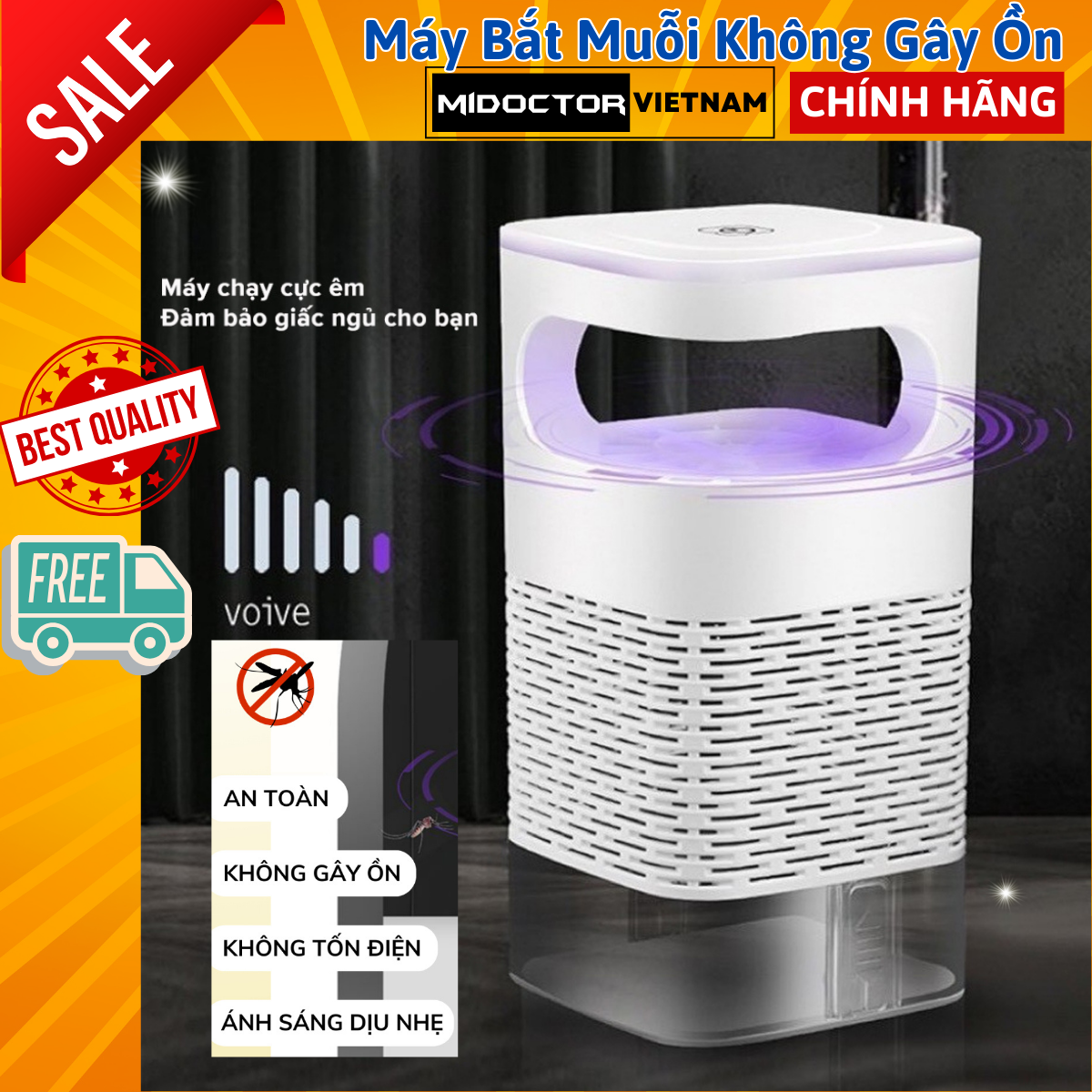 [Loại 1 - có Khay ] Máy bắt muỗi diệt côn trùng thông minh, Đèn bắt muỗi kiêm đèn ngủ có cổng sạc USB  - Hãng miDoctor