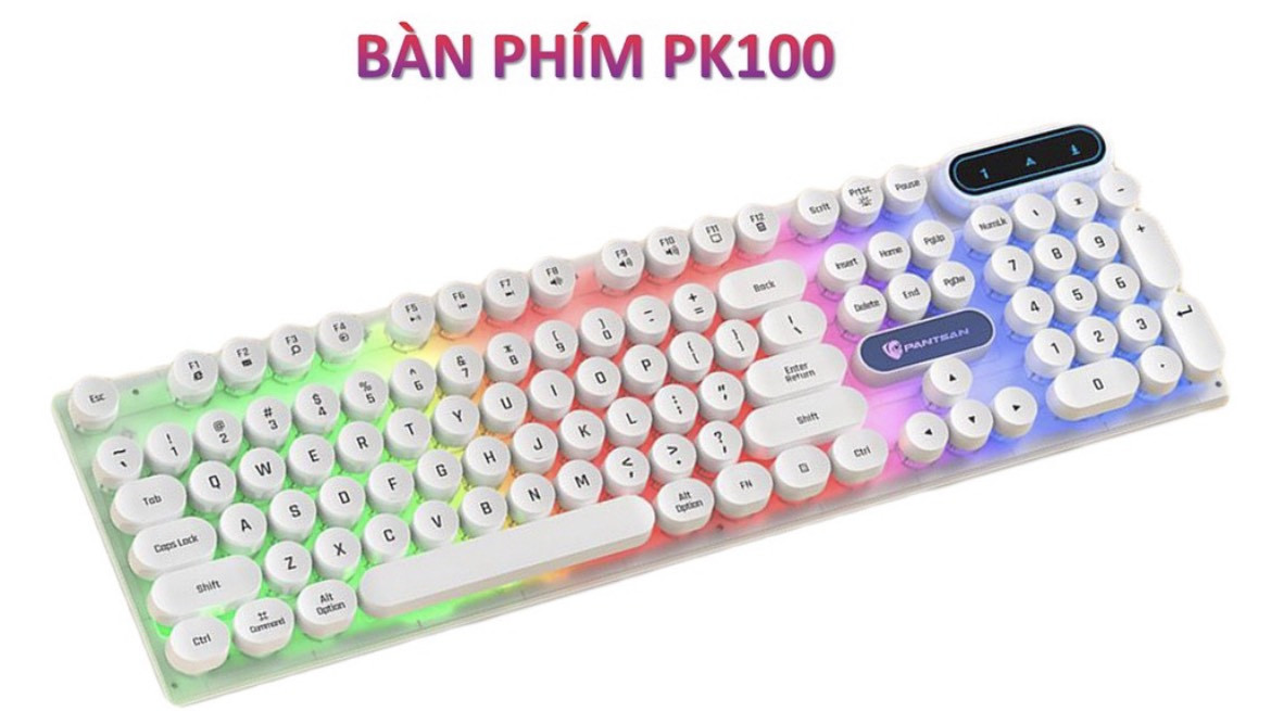 Bàn Phím Máy Tính Gaming Giả Cơ PK100 Có Dây Nút Tròn Led 7 Màu Cực Đẹp