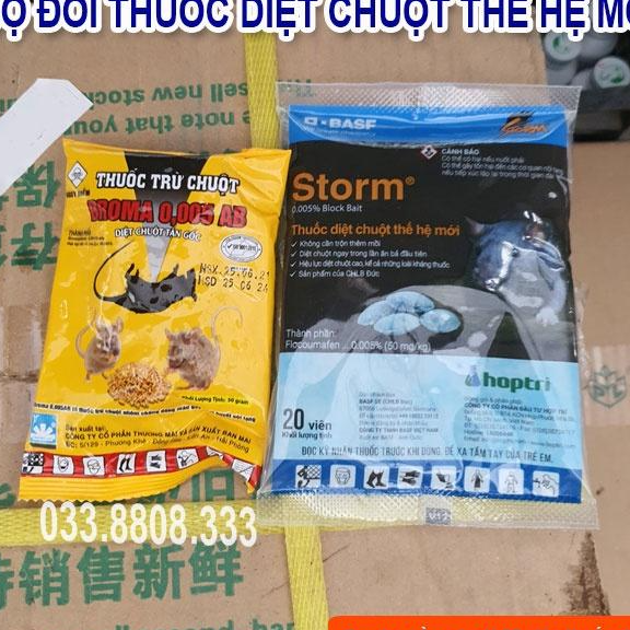 BỘ ĐÔI DIỆT CHUỘT THẾ HỆ MỚI GỒM KẸO CHUỘT VÀ THÓC CHUỘT BROMA 50G