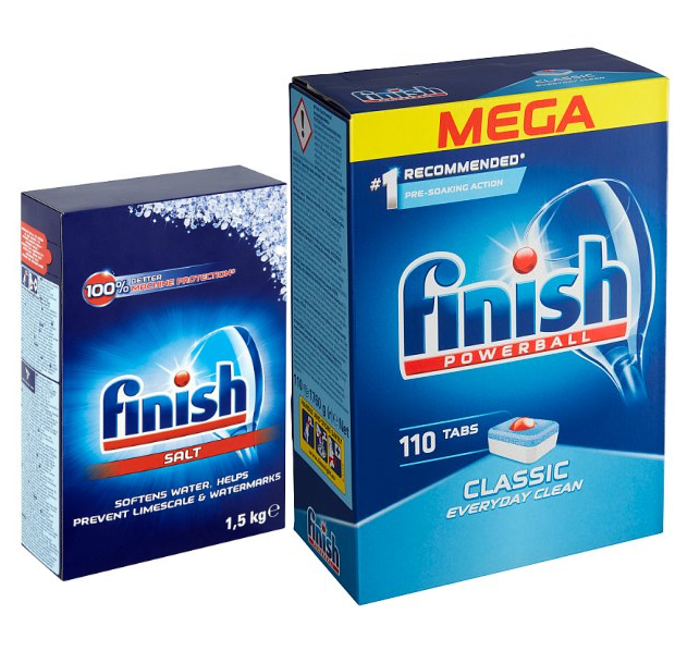 combo viên rửa bát finish 110 viên + muối rửa bát finish 1,5kg dùng cho máy rửa bát