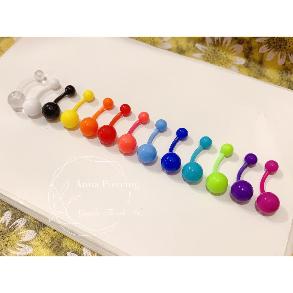 Khuyên rốn nhiều màu sắc bằng nhựa sinh học không gây kích ứng da xỏ khuyên piercing