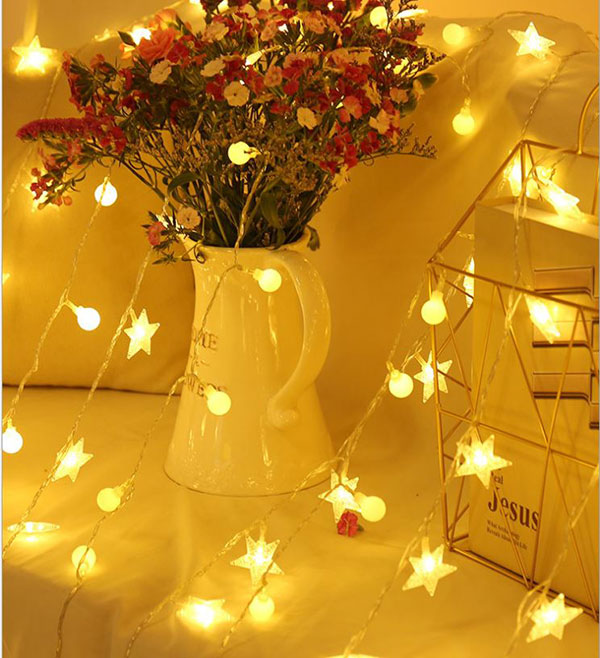 Đèn Led Trang Trí Ngôi Sao Dài 6M - 40 Bóng Trang Trí Noel Lễ Tết