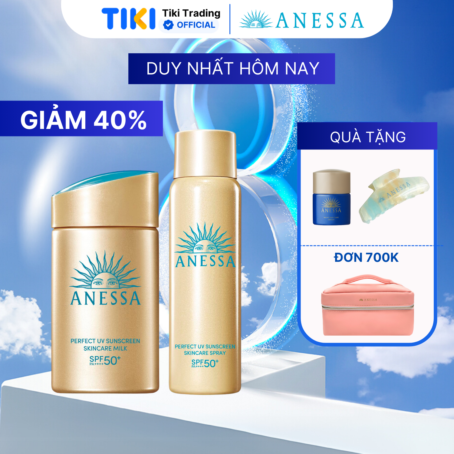 Bộ đôi Kem chống nắng dạng sữa dưỡng da kiềm dầu bảo vệ hoàn hảo + Kem chống nắng dạng xịt dưỡng da bảo vệ hoàn hảo (Anessa Gold Milk 60ml + Gold Spray 60g)