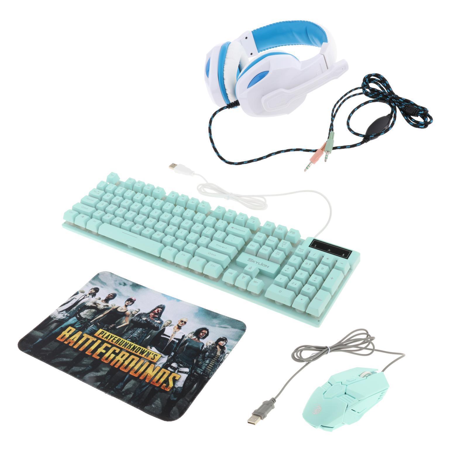 Gaming Keyboard Mouse Headset & Mouse Pad Kit ,Programmable Mouse, USB Keyboards ,Gaming Keyboard Combo, for Computer Desktop Gamer