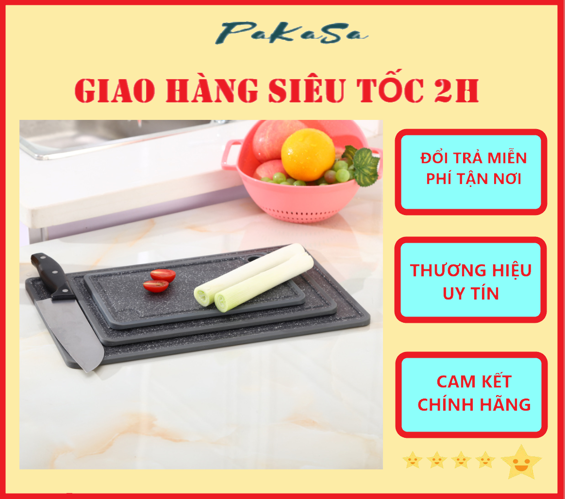 Thớt Nhựa Thiết Kế Giả Đá , Gọn Nhẹ Có Lỗ Móc Treo, Dễ Dàng Lau Chùi Vệ Sinh - Hàng Loại 1 Chính Hãng ( Giao màu ngẫu nhiên)