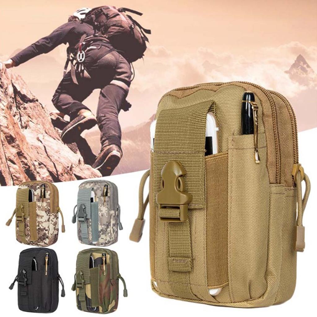 Tactical Compact 600D Oxford Cloth Waterproof Multipurpose Utility Gadget Belt Waist Bag with Cell Phone Holder for Camping Hiking Soprts