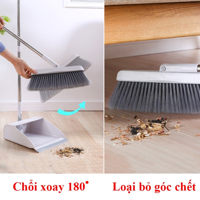 Chổi Quét Nhà Thông Minh - Bộ Chổi Và Ky Quét Nhà 2 Trong 1 Tiết Kiệm Tiện Lợi Xoay 180 Độ Lọc Lông Tóc