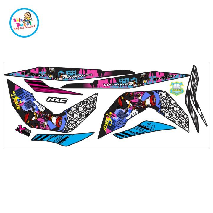 Tem rời winner mẫu sonic dán xe đen