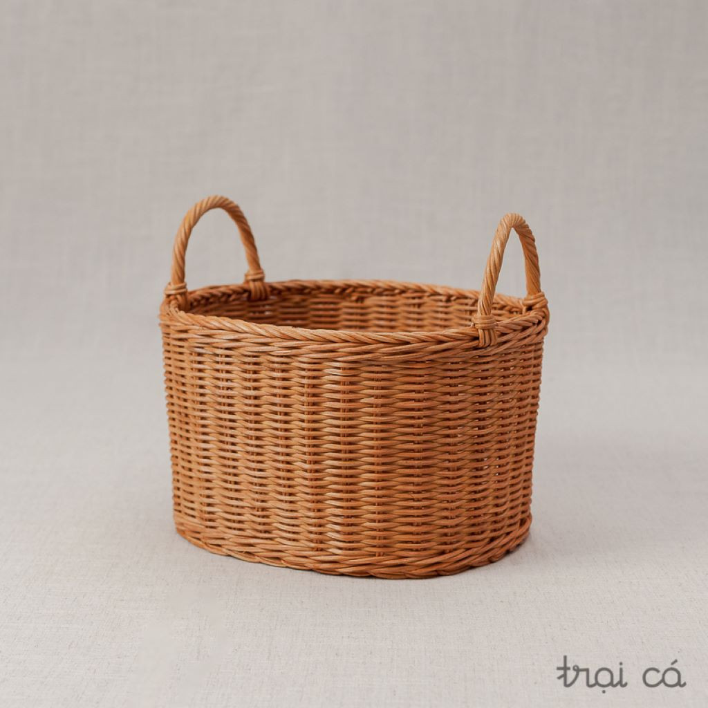 Giỏ Mây Đựng Đồ, Đựng Quần Áo Hình Oval Tiện Lợi 33x28x20cm