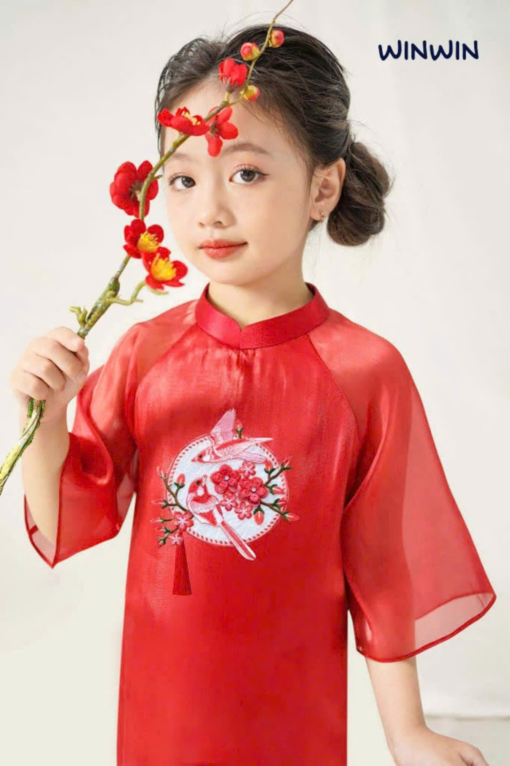 Bộ áo dài tết cho bé gái mẫu hoa mùa xuân xinh xắn diện lễ tết noel giáng sinh năm mới  từ 10-40kg hàng thiết kế cao cấp