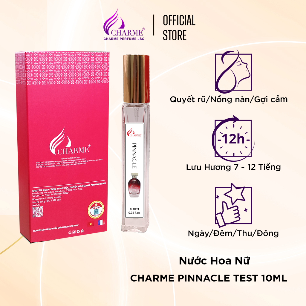 Nước Hoa Nữ Charme Pinnacle Gợi Cảm Và Sang Chảnh Dành Cho Các Nàng Cá Tính Chai Test Mini 10ml