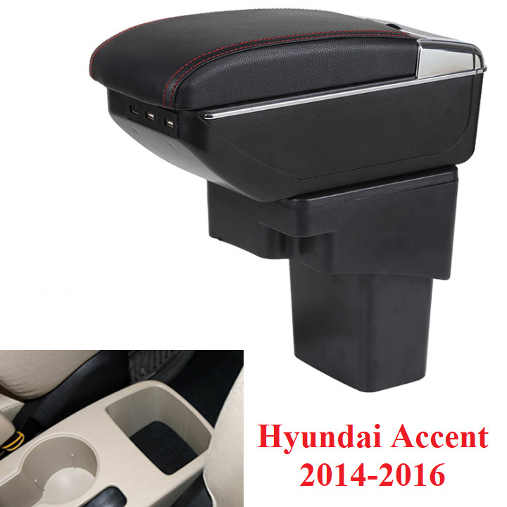 Hộp tỳ tay ô tô, xe hơi dùng cho xe Hyundai Accent 2014-2016 tích hợp 7 cổng USB DUSB-HDAC1416