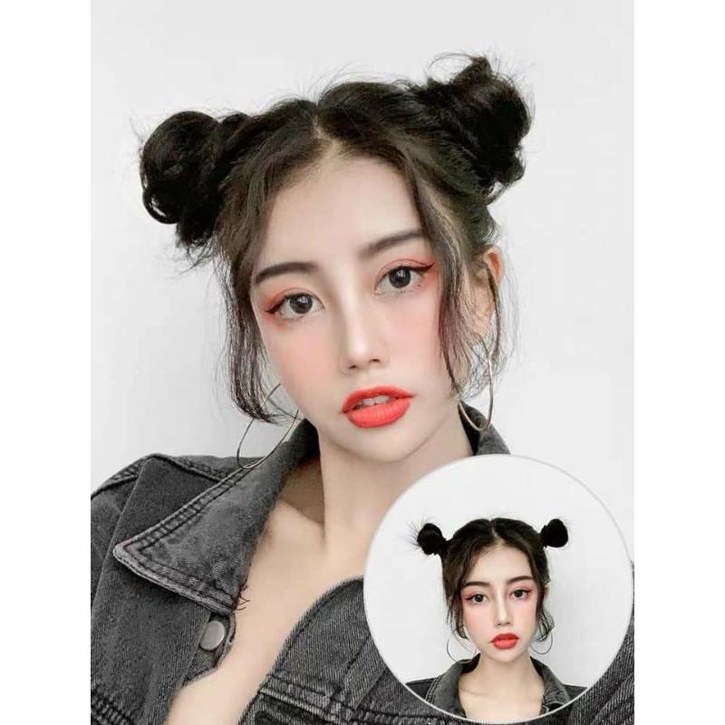 Tóc búi cột thẳng tóc giả