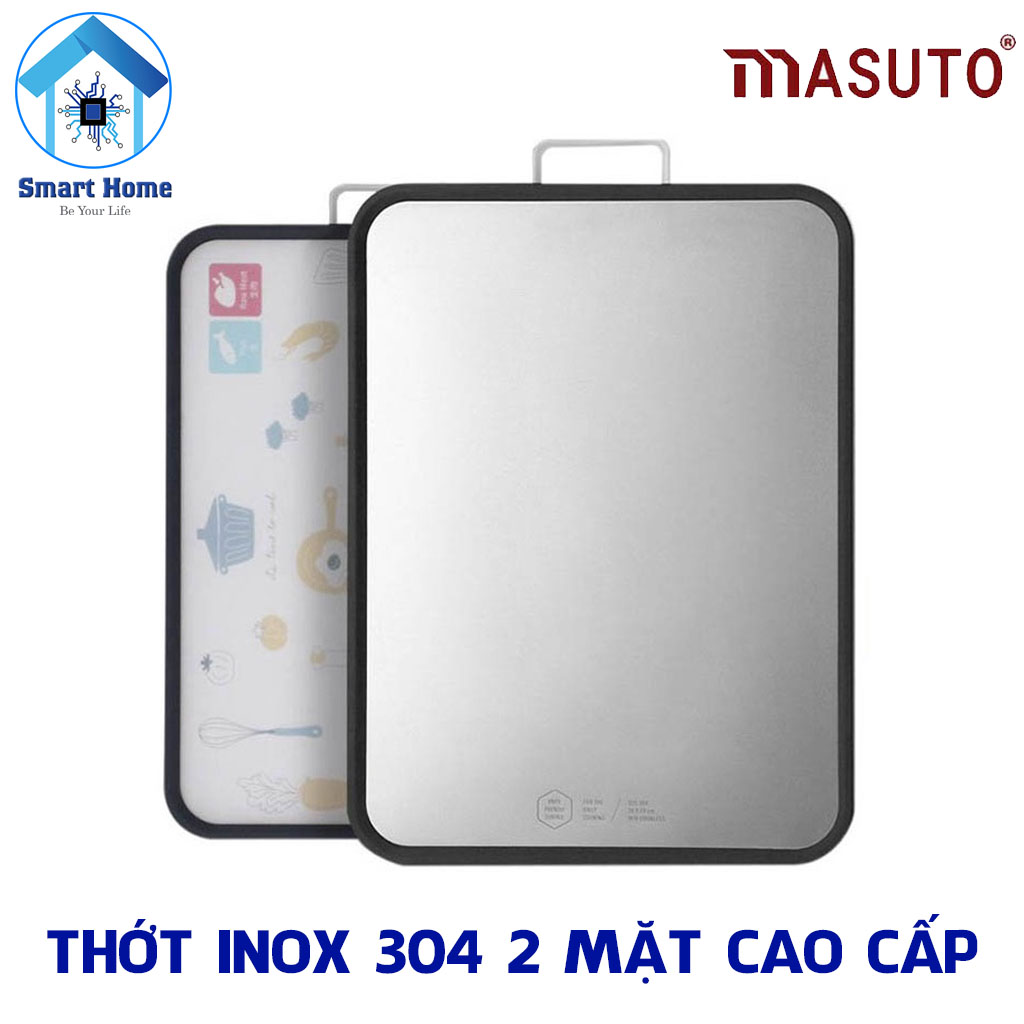 Thớt Inox 304 2 Mặt Cao Cấp Masuto Kháng Khuẩn, Chống Mốc, Tiện Nghi, An Toàn Sức Khỏe