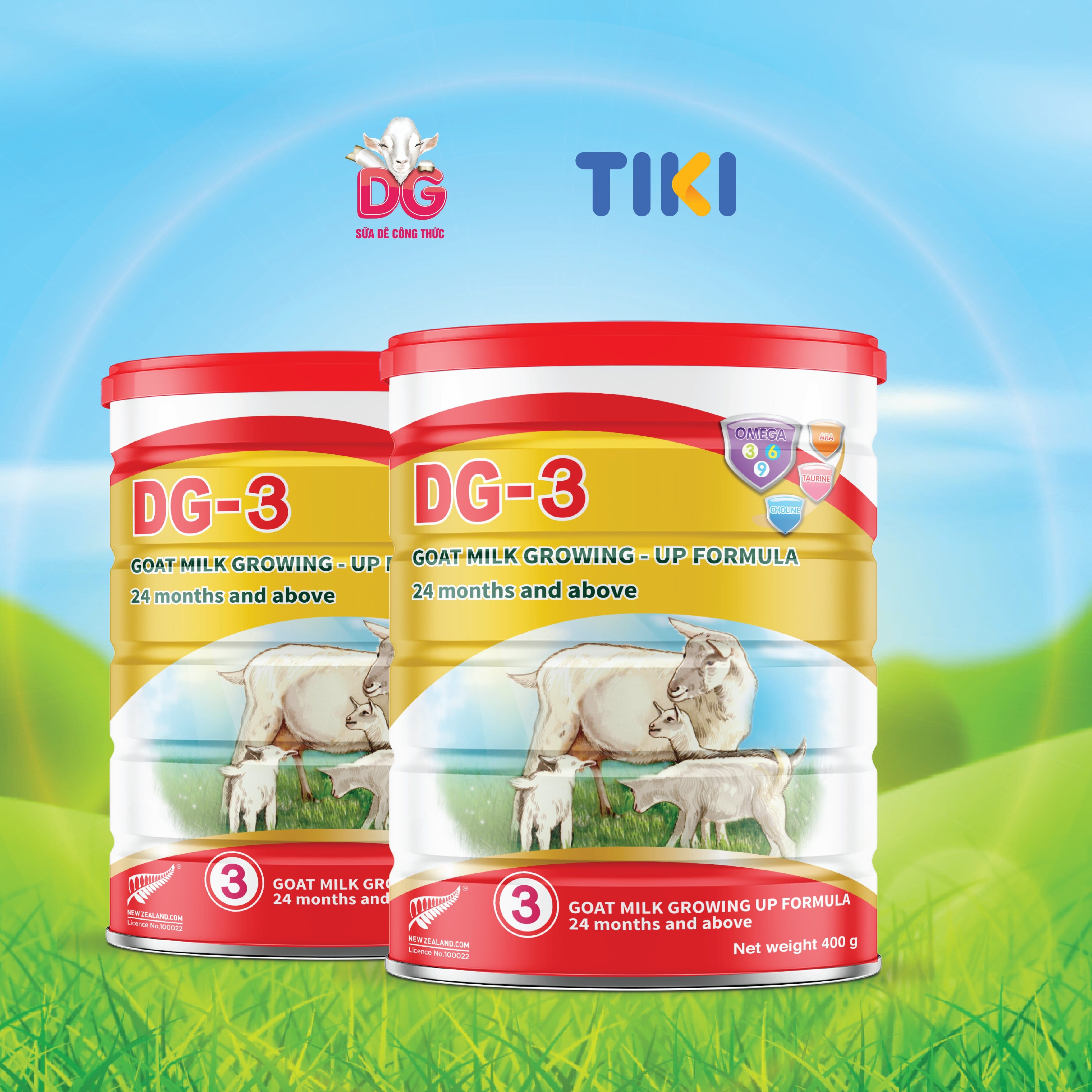 [Tặng 1 lon DG-3 - HSD 7/2025] Combo 2 Lon Sữa Dê Công Thức DG-3 400g