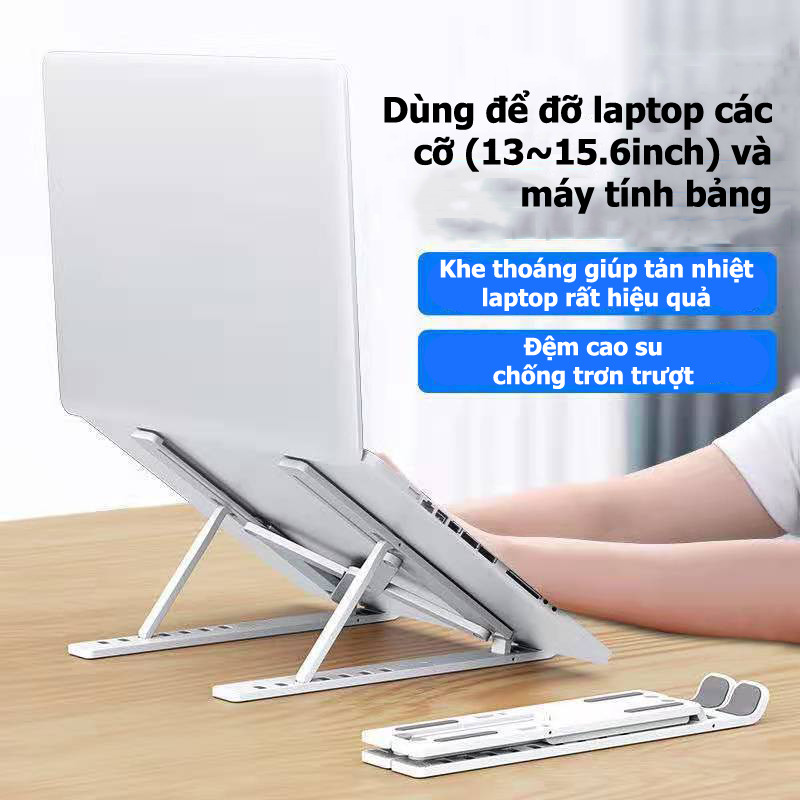 Giá đỡ laptop hỗ trợ tản nhiệt có thể gấp gọn, điều chỉnh nhiều mức độ cao để Laptop, Ipad, Macbook HD00018 (Giao Màu Ngẫu Nhiên)