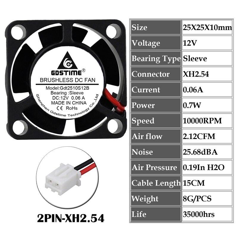 Gdstime 1 Pieces 1Pin 1.14 11x11x1mm 11mm 11v Mini Brushless Cooling Cooler Fan