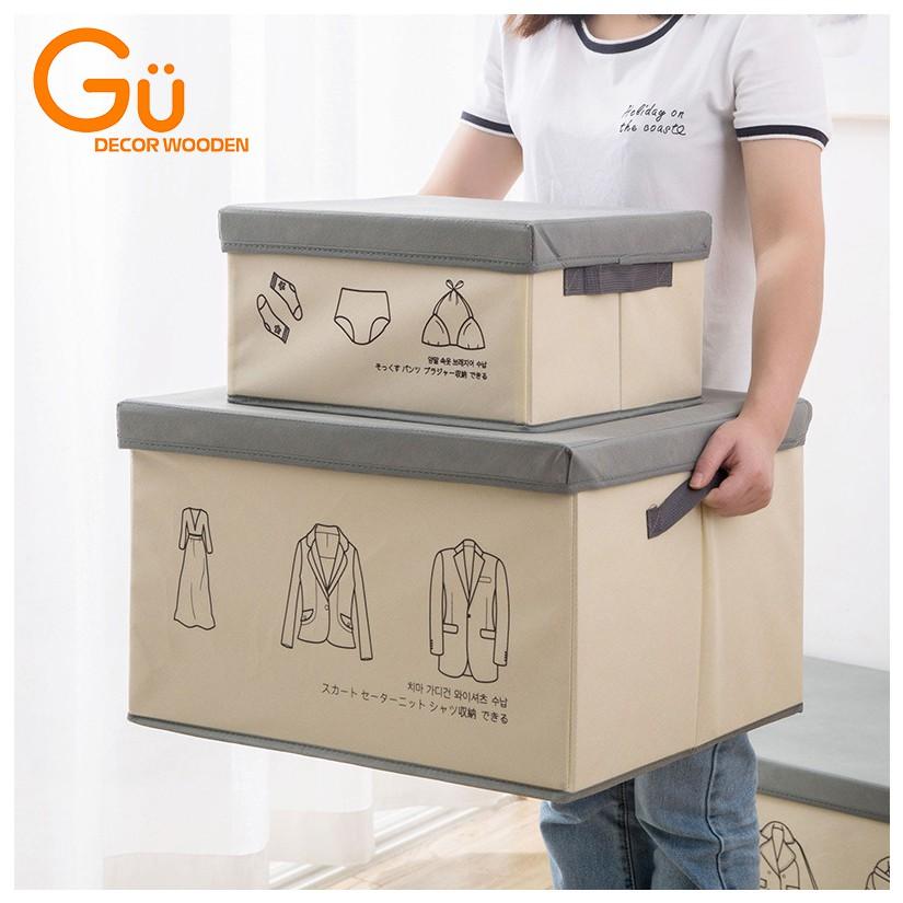 Hộp vải đựng quần áo có nắp đậy - Hộp đựng đồ lót,chăn màn, đồ chơi