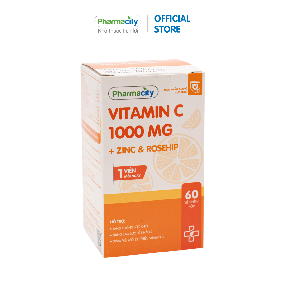 Viên hỗ trợ đề kháng, giảm mệt mỏi Pharmacity Vitamin C 1000mg + Zinc & Rosehip