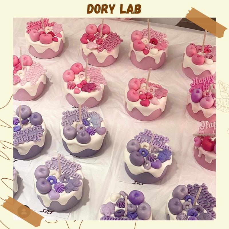 Nến Thơm Bánh Kem Trái Cây Kèm Chữ Happy Birthday - Dory Lab