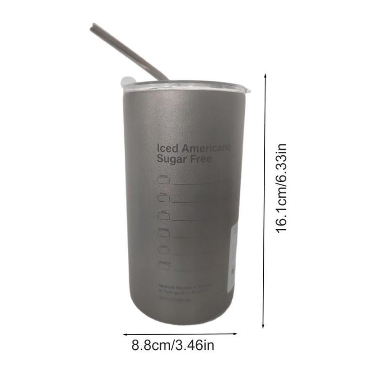 Bình nước giữ nhiệt inox ly giữ nhiệt caffe có ông hút và nắp đậy chống tràn dung tích 600ml Americano