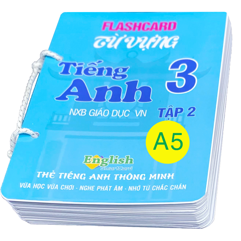 2 Bộ flashcard tiếng Anh 3 khổ lớn A5, có phát âm và hình ảnh sinh động