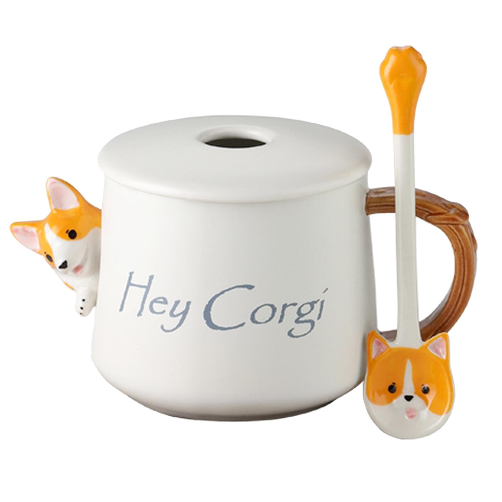3D Corgi Ceramic Mug Novelty Juice Drink Cup for Girl Friends