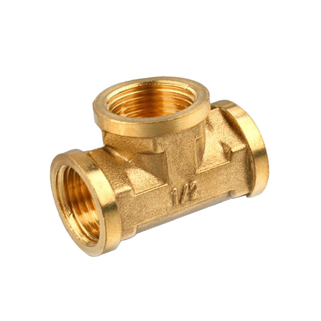 1/2'' // 3 Way Brass Female Tee Fitting Pipe Connector T-Junction - Thickened Wall - High and Low Temperature Resistant